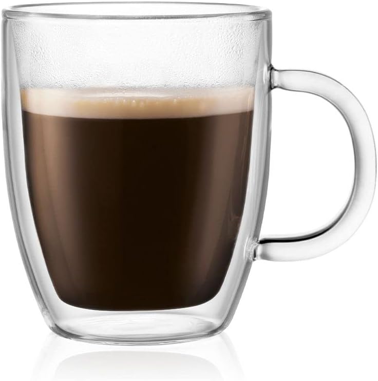 Bodum Bistro – Taza de café, 10 onzas (paquete de 6), transparente y 4559-10-12US Bodum Pavina – Vasos con aislamiento de doble pared, 12 onzas