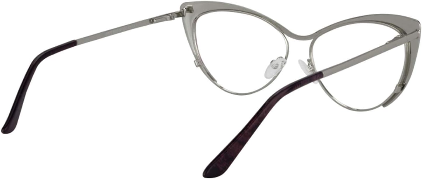 Zeelool Gafas de bloqueo de luz azul ojo de gato de gran tamaño para las mujeres gafas de metal Ellen VFM0176