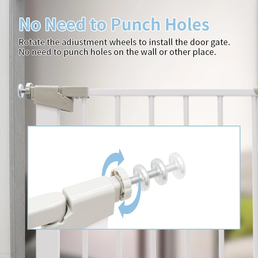 Puerta de bebé de metal para escaleras, puerta de seguridad de cierre automático, puerta para niños extra alta y ancha, puerta de perro de fácil