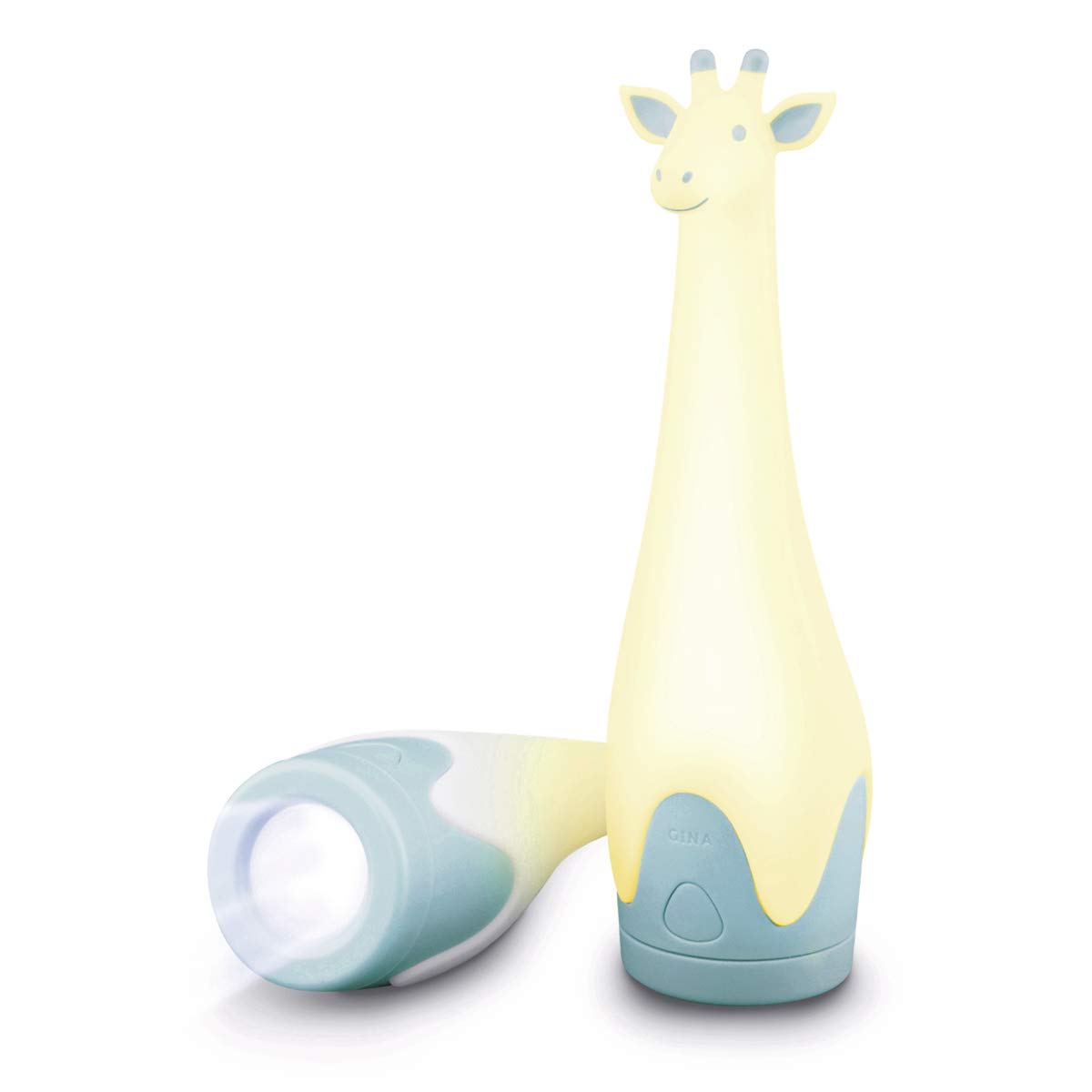 Zazu Kids Luz nocturna antorcha lámpara jirafa juguete – linterna azul y luz de noche, inalámbrico, múltiples opciones de color LED, apagado