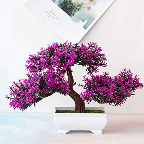 AIDNTBEO Planta artificial falsa Bonsái en maceta, árbol de pino de simulación para decoración del hogar y oficina, color rosa