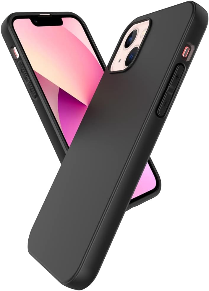 Puxicu Funda para iPhone 13, diseño delgado de TPU suave mate funda protectora para iPhone 13, negro