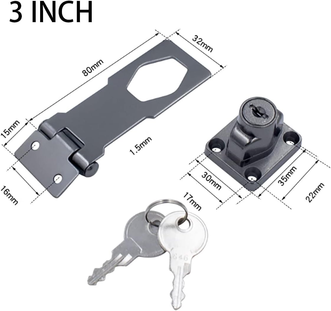 Pestillo abatible de 0.118 pulgadas de grosor, cerrojo de seguridad para puerta de seguridad para puerta doble, ventana, granero, armario, cajón,