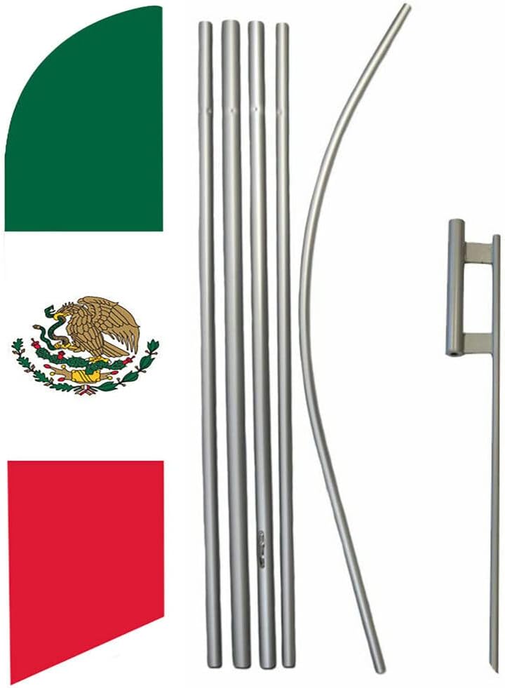 Premium Mexico Mexican Swooper Feather Flag 16ft Flagpole KitGround
