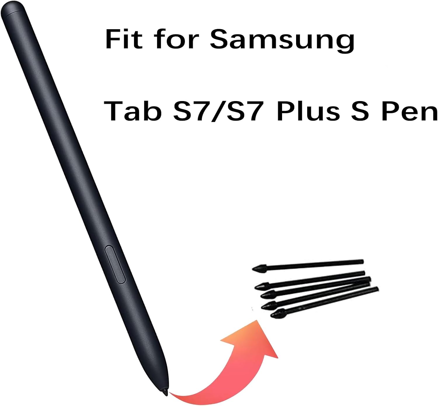 Paquete de 5 puntas negras de repuesto para bolígrafo Tab S7S7+ S compatibles con Samsung Galaxy Tab S7S7 Plus S Pen Tips de repuesto + 1 pinza
