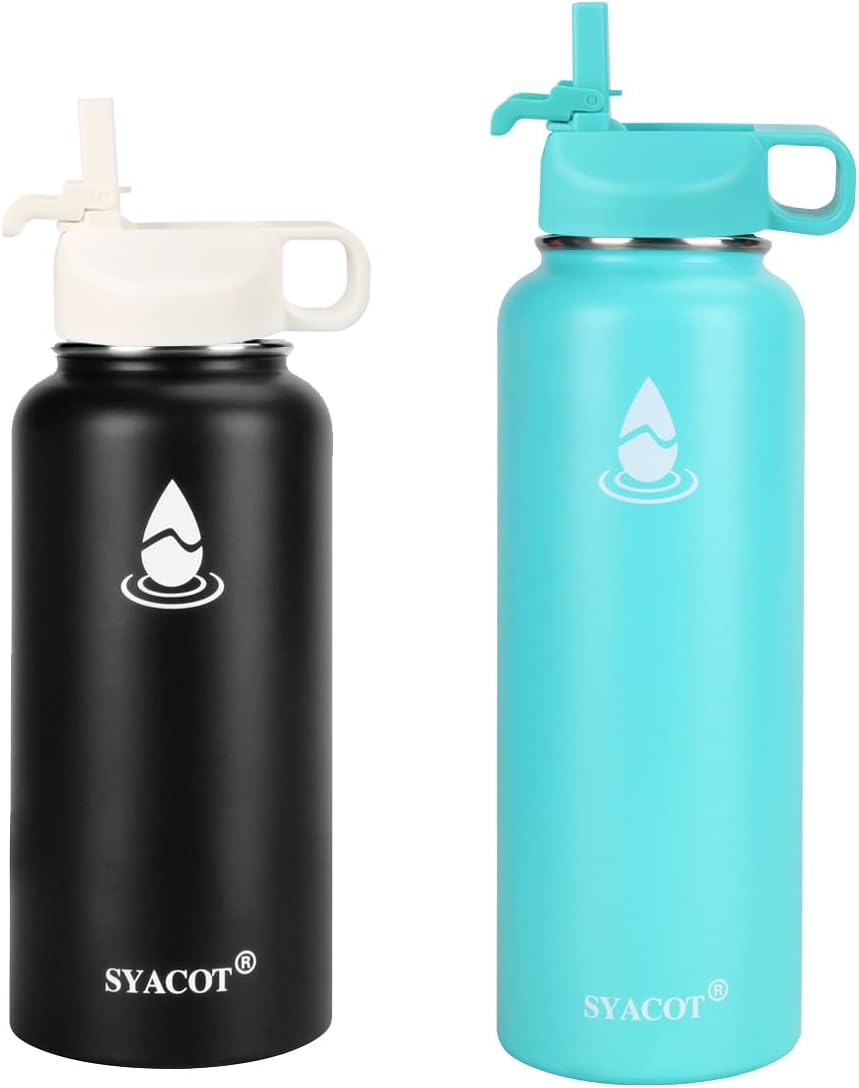 Tapa de popote para botella de agua de boca ancha de 12, 32, 40, 64 onzas, tapas compatibles con Hydro Flask Sports Water Bottle con tapa de