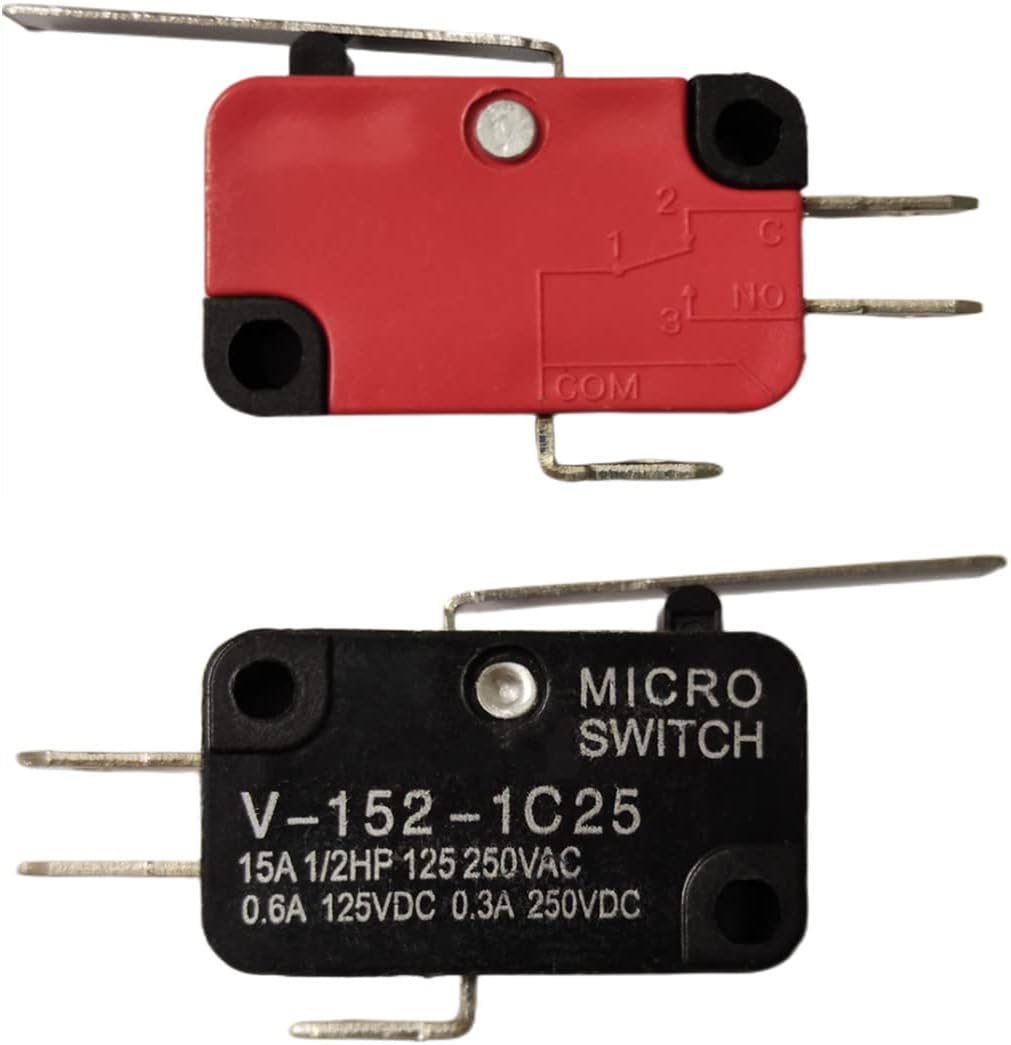 Szliyands Paquete de 20 interruptores de límite micro miniatura V-152-1C25 SPDT momentáneos tipo palanca de bisagra de acción rápida