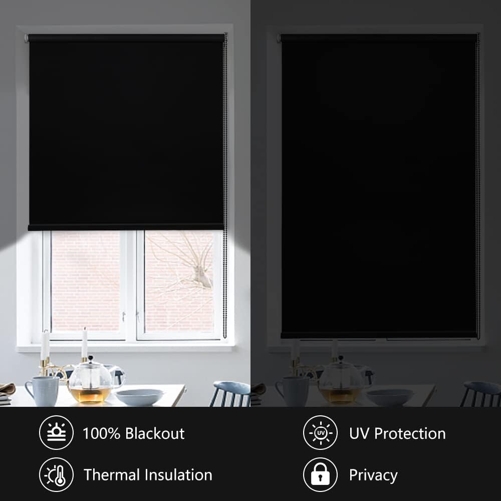 Kokorona Persianas enrollables opacas para ventanas, con tela impermeable con aislamiento térmico, persianas de oscurecimiento de habitación,