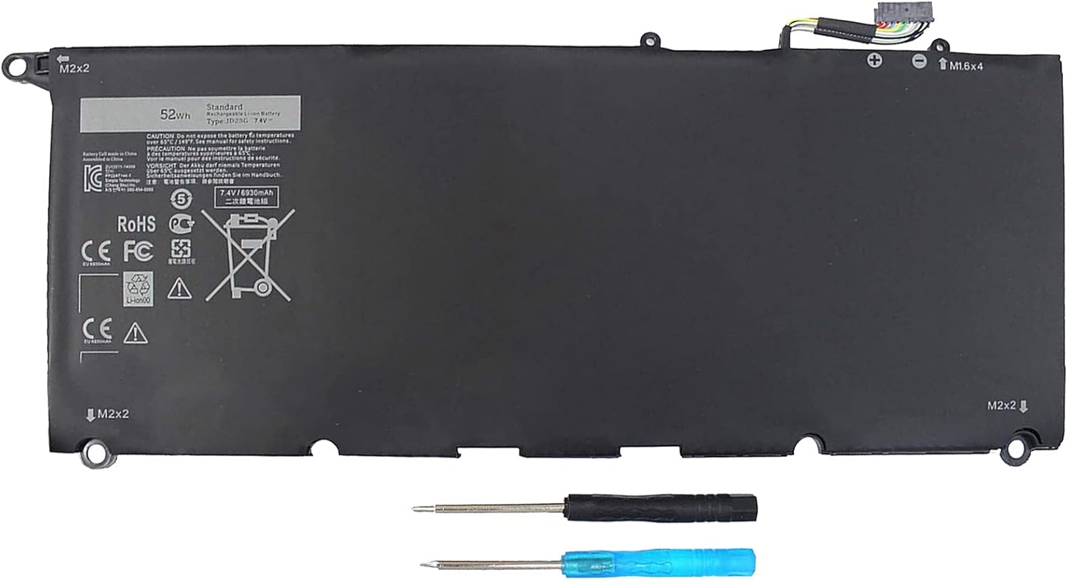 Vinpera JD25G XPS 13 9350 9343 – Batería para laptop Dell 90V7W JHXPY 5K9CP DIN02 090V7W 0DRRP RWT1R 0RWT1R 0N7T6 P54G XPS 13-9350 13D-9343-3708 XPS