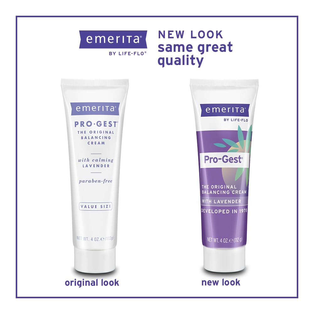 Emerita Pro-Gest Crema con aceite de lavanda calmante, crema equilibrante original con progesterona USP para un equilibrio óptimo en la mediana