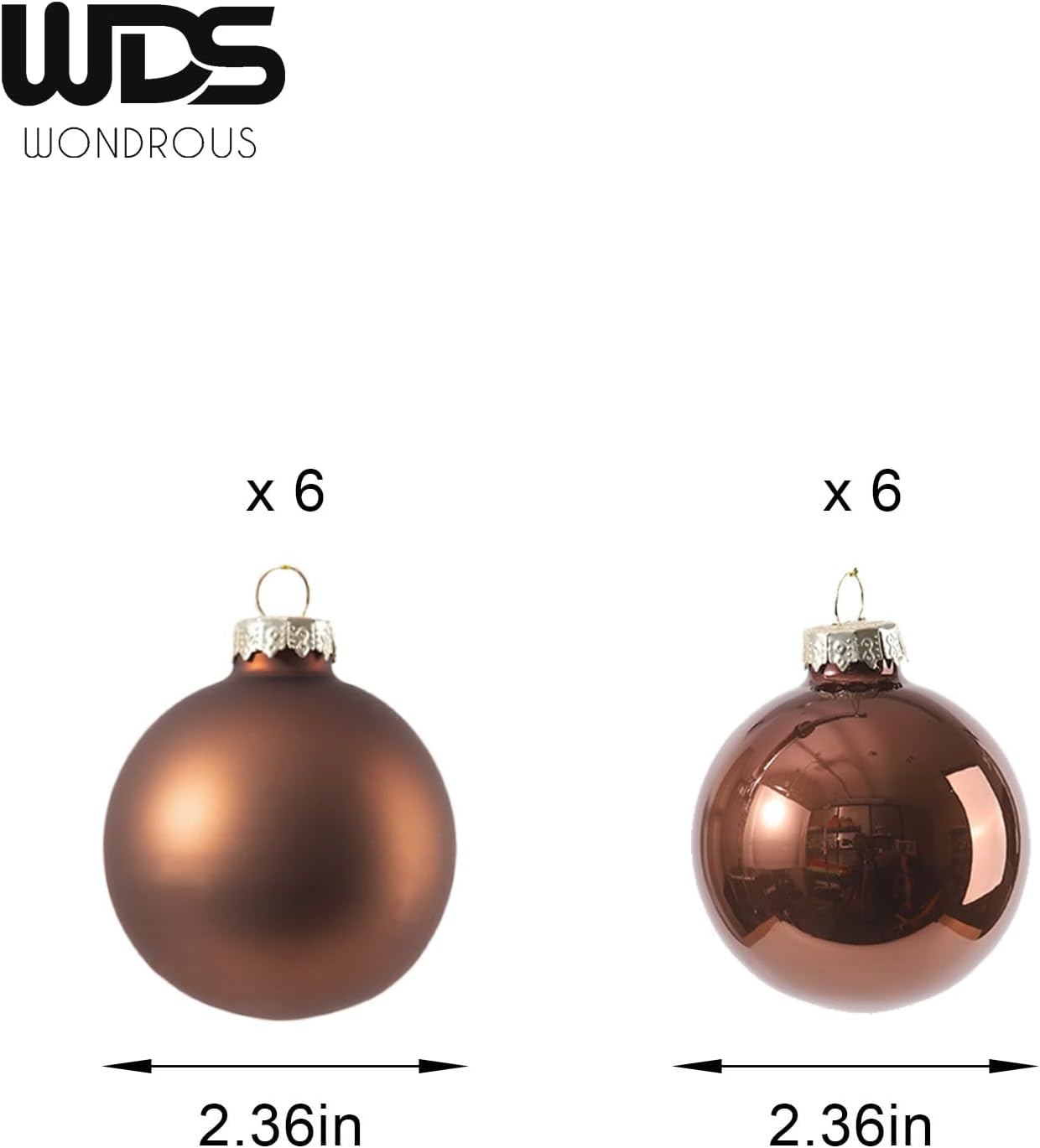 Adornos de bola de Navidad de vidrio marrón, bombillas colgantes de 2.36 pulgadas para árbol de Navidad, juego de 12 bolas colgantes para