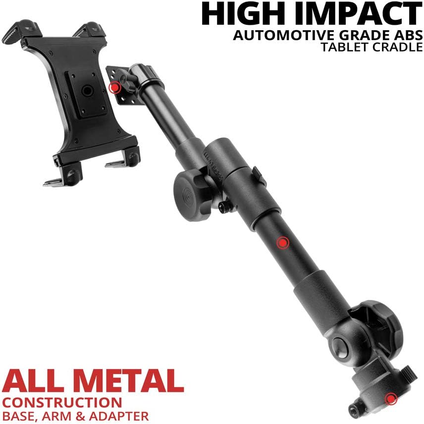 Tackform – Soporte de tableta resistente para camiones, serie Impact de Tackform – Soporte universal para riel de asiento de vehículo (telescópico