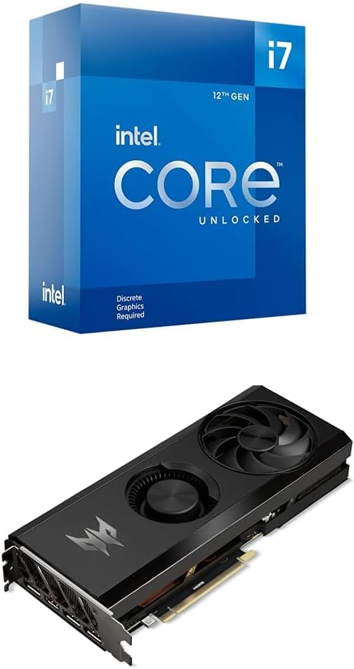 Intel Core i7-12700KF Procesador de escritorio para juegos 12 (8P+4E) núcleos de hasta 5.0 GHz desbloqueado LGA1700 Serie 600 Chipset 125W + tarjeta