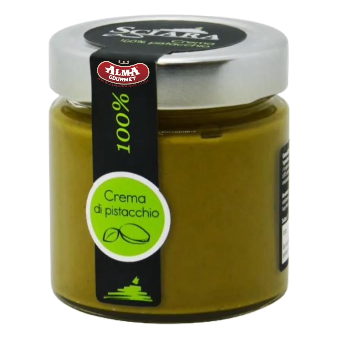 Alma Gourmet x Sciara 100% mantequilla de pistacho para untar  Pasta de crema de pistacho pura importada de Sicilia, Italia  100% pistachos