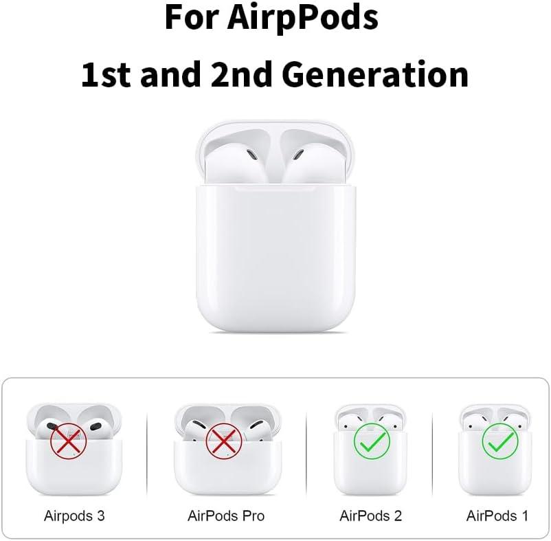 Funda para Airpods con llavero, funda de silicona suave para Airpods de 2 generación, funda para Airpods de 1 generación, LED frontal visible