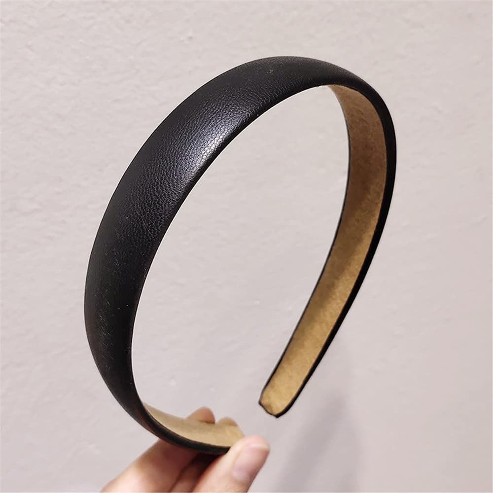 Paquete de 4 diademas de cuero antideslizantes a la moda para mujeres, diademas simples para el cabello, aro de pelo de poliuretano suave para