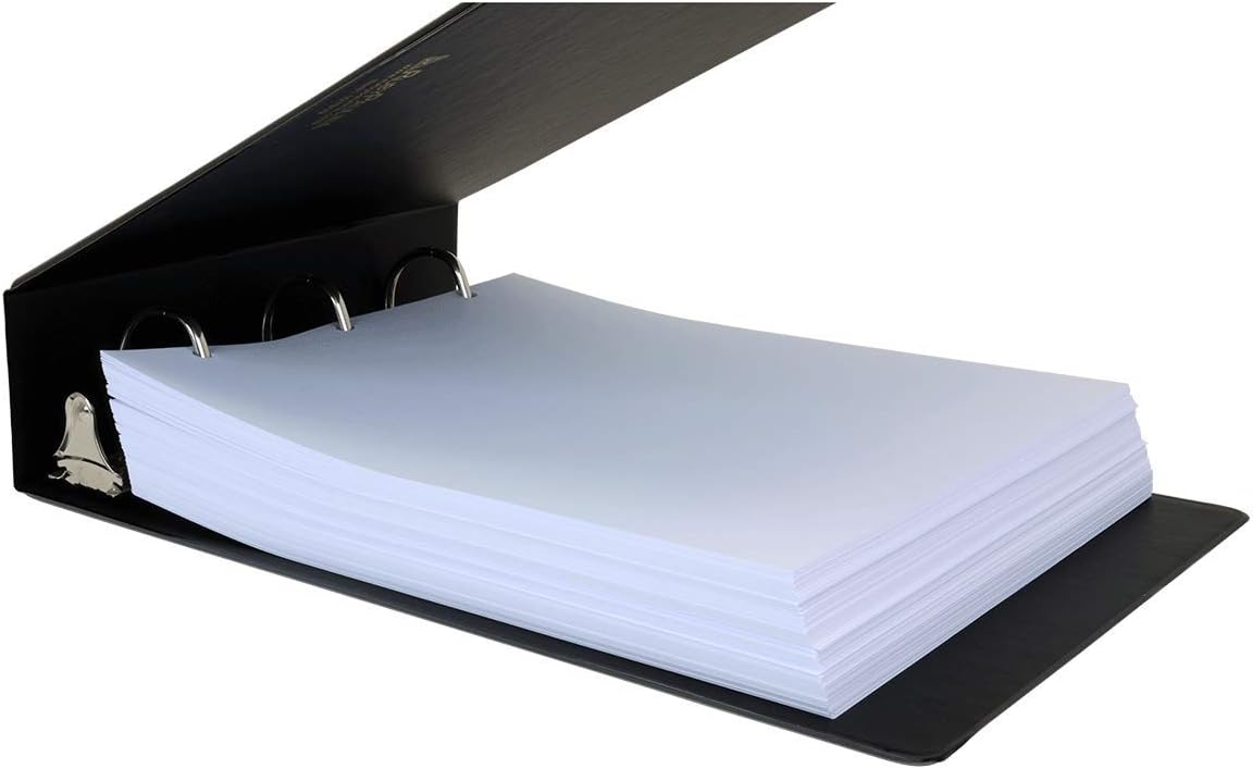 Carpeta de 11 x 17 de 8.5 x 11 pulgadas, vinilo de anillo en D de 2 pulgadas con bolsillos exteriores (negro)