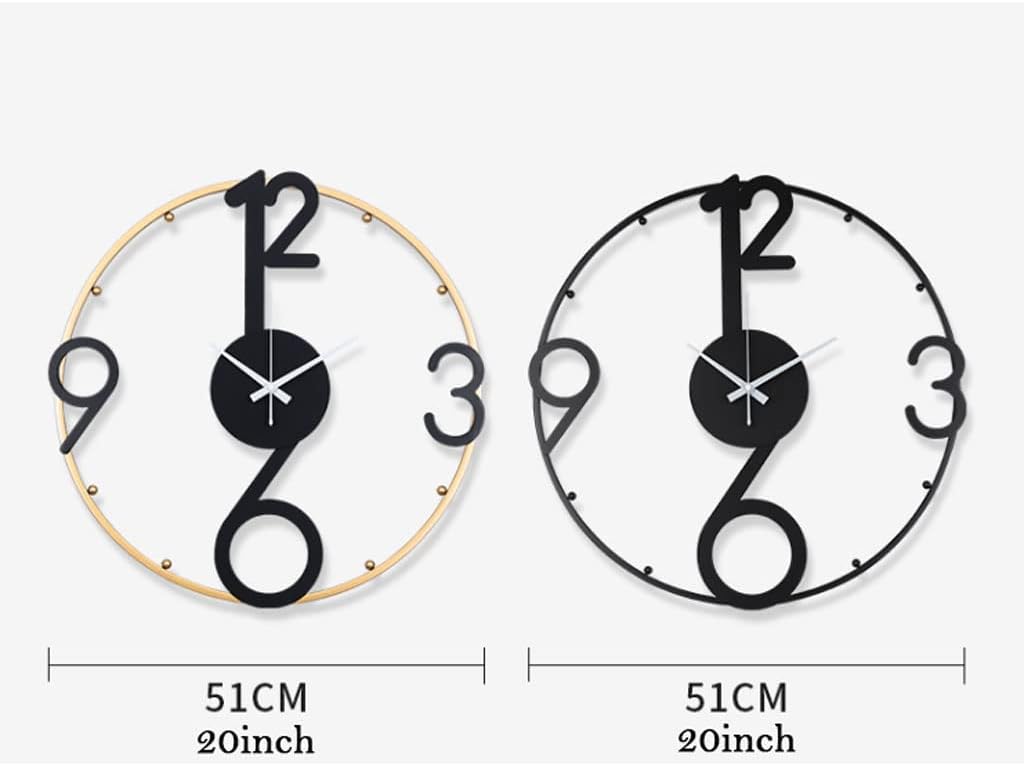 AOKLEY Reloj de pared Large Metal Wall Clock Silent Non-Ticking 20 Inch Modern Minimalist Decorative Luxury Art Wall Clock for Living Room Dining