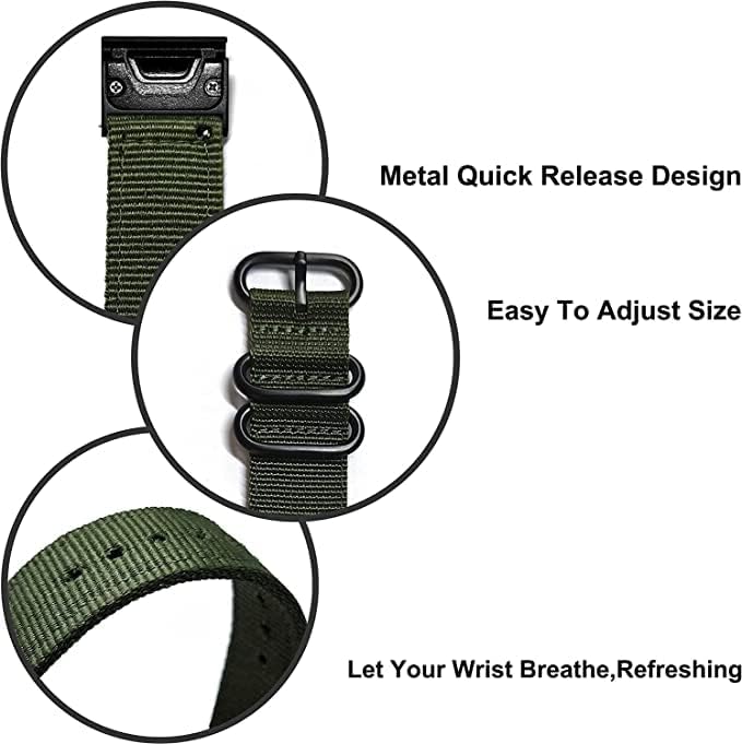 Correa de nailon para Fenix 7S6S5S de 0.787 pulgadas para mujeres y hombres, correa de repuesto tejida transpirable compatible con Garmin Fenix 6S