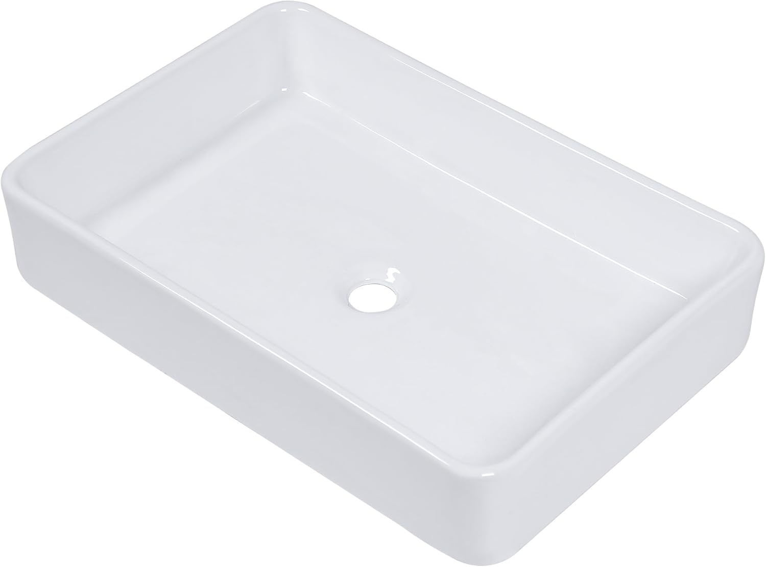 Fregadero rectangular de 24 x 14 pulgadas, lavabo rectangular de porcelana de cerámica blanca sobre mostrador