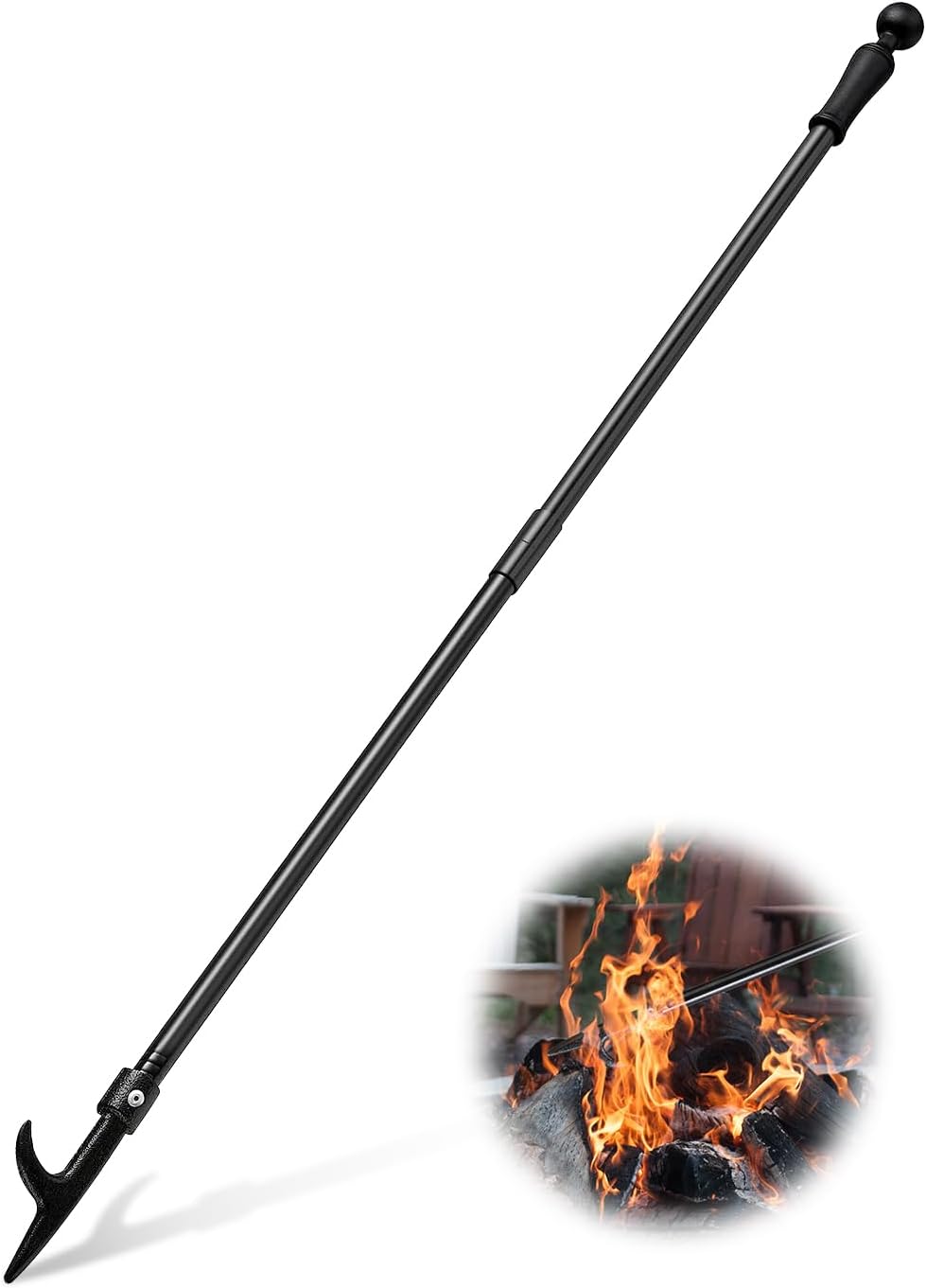 Póker para fogatas de 32 pulgadas de largo, portátil y resistente con mango resistente al calor para chimenea al aire libre, hoguera, estufa,