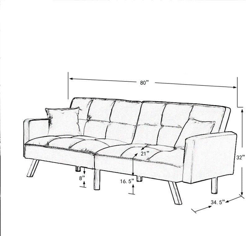 Legend Vansen – Sofá cama convertible de madera y terciopelo de 80 pulgadas, color rojo