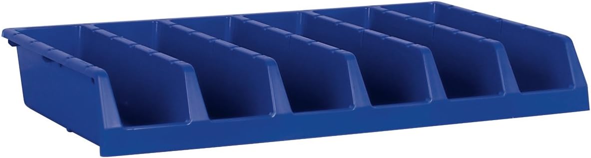 Akro-Mils 30318 System Bin – Contenedor de almacenamiento con seis compartimentos, (33 x 18 x 5 pulgadas), color azul, (paquete de 5)