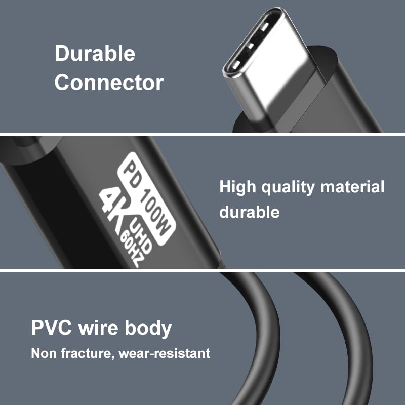 Cable USB C a USB C de 10 pies, 100 W 4K60HZ USB3.2 GEN2x2 compatible con Samsung Galaxy S23 S22 S21 S20 Ultra, Note 20 10, MacBook ProAir, iPad Pro