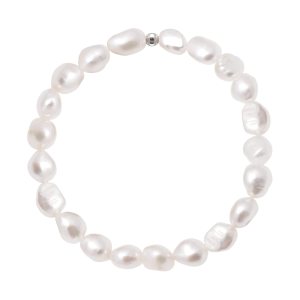8-9 MM Cultured Freshwater Baroque Pearls Stretch Bracelet 8 Inch, Natural White Color 8-9 MM Cultured Freshwater Baroque Pearls Stretch Bracelet 8 Inch, Natural White Color