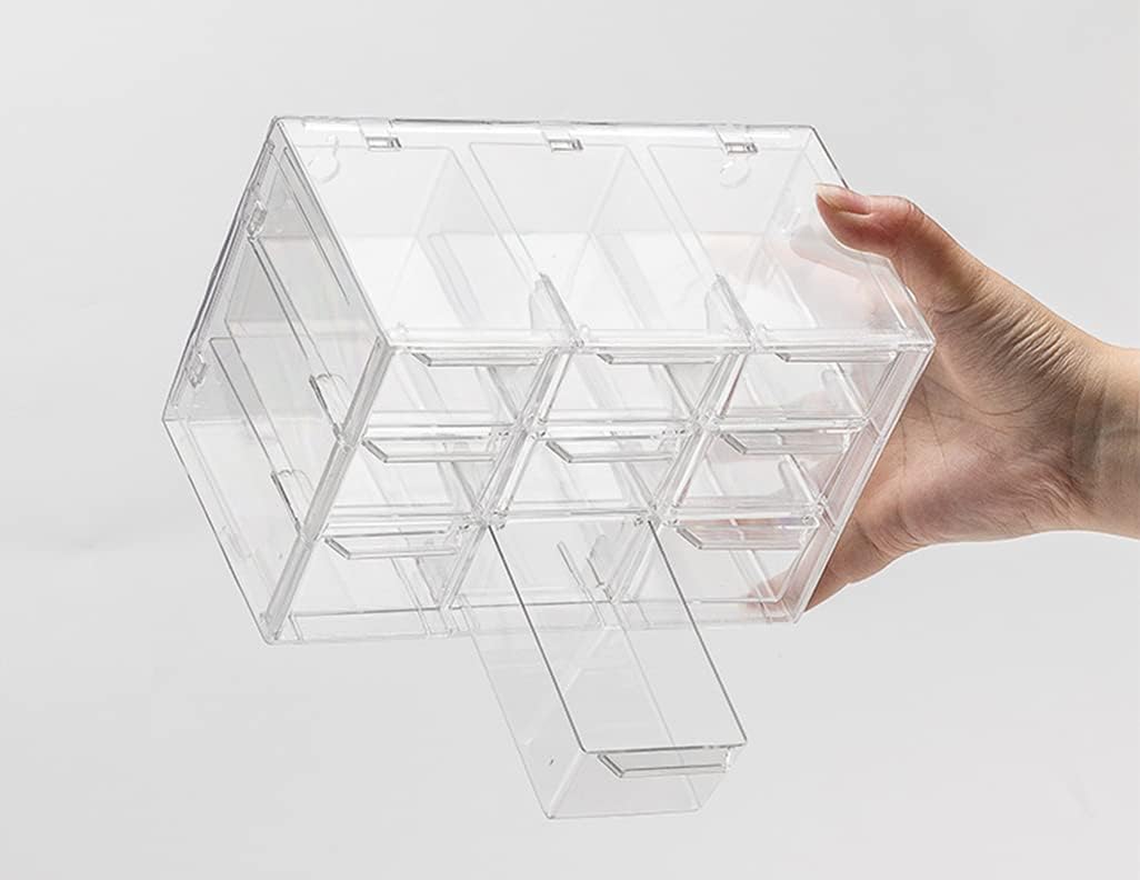 Organizador de escritorio transparente con cajones, mini suministros de oficina y estuche de almacenamiento de joyas, 9 cajones