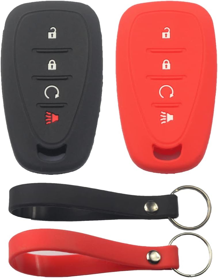 2 fundas de goma de silicona con 4 botones para llavero inteligente, sin llave, compatible con Chevrolet Blazer Bolt Equinox Traverse Trax