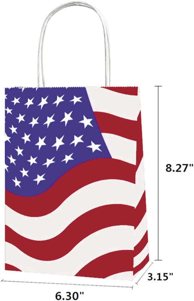 Joffreg Bolsa de regalo patriótica con asas, bolsas de recuerdo de fiesta de bandera estadounidense, decoración para el día de los veteranos, día de