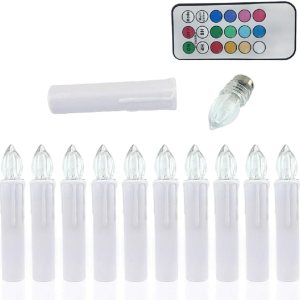 EuroFone Velas LED cónicas de árbol de Navidad con control remoto y clips extraíbles, luz de vela sin llama, efecto de goteo, control electrónico, EuroFone Velas LED cónicas de árbol de Navidad con control remoto y clips extraíbles, luz de vela sin llama, efecto de goteo, control electrónico,