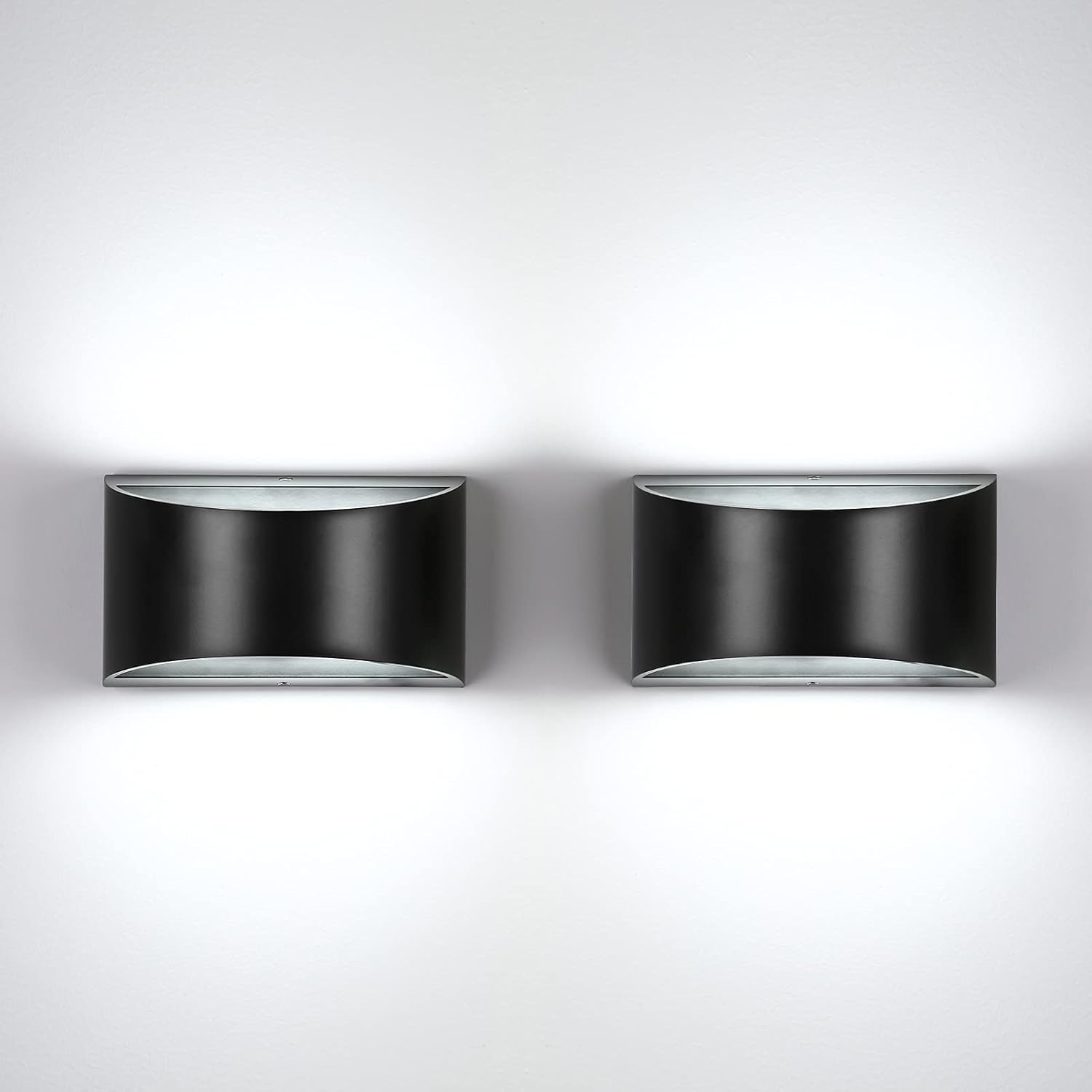 LIGHTESS Juego de 2 apliques de pared interiores regulables para interiores, luces LED de aluminio para pared, color negro, modernos apliques de