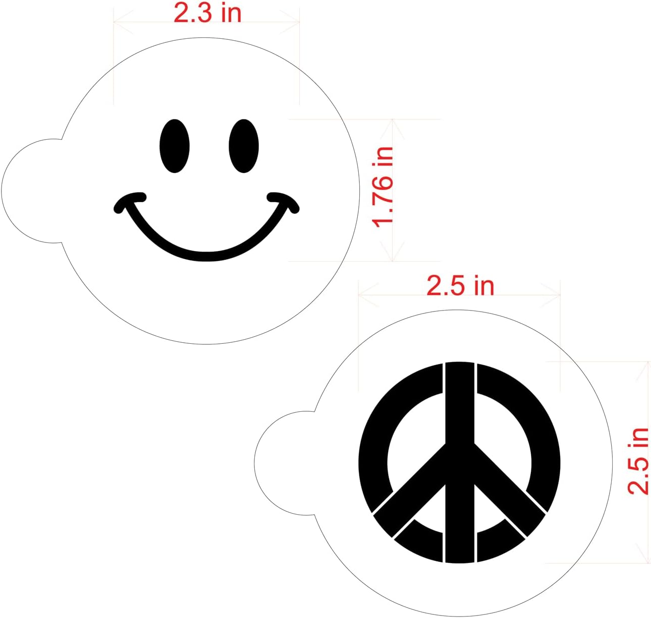 Designer Stencils Juego de plantillas de galletas de paz y felicidad, beigesemitransparente