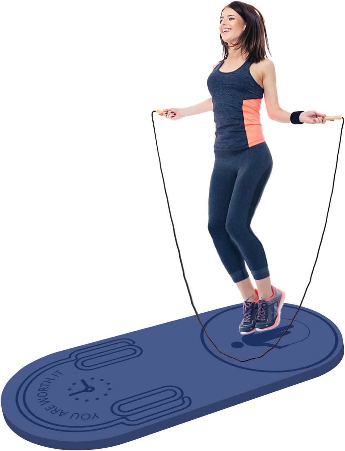 LERYG Tapete de cuerda de saltar de 8201.181 in, tapete de ejercicio duradero, antideslizante, tapete de entrenamiento con cuerda de saltar y bolsa