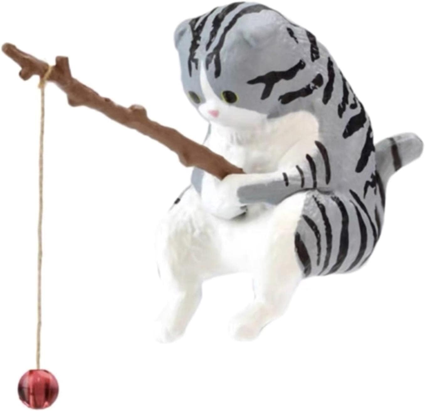 Adornos de gato de pesca Decoración de acuario Peces Paisajismo Dibujos Animados Estatua de Gato Mini Estatua de Resina Decoraciones para el Hogar