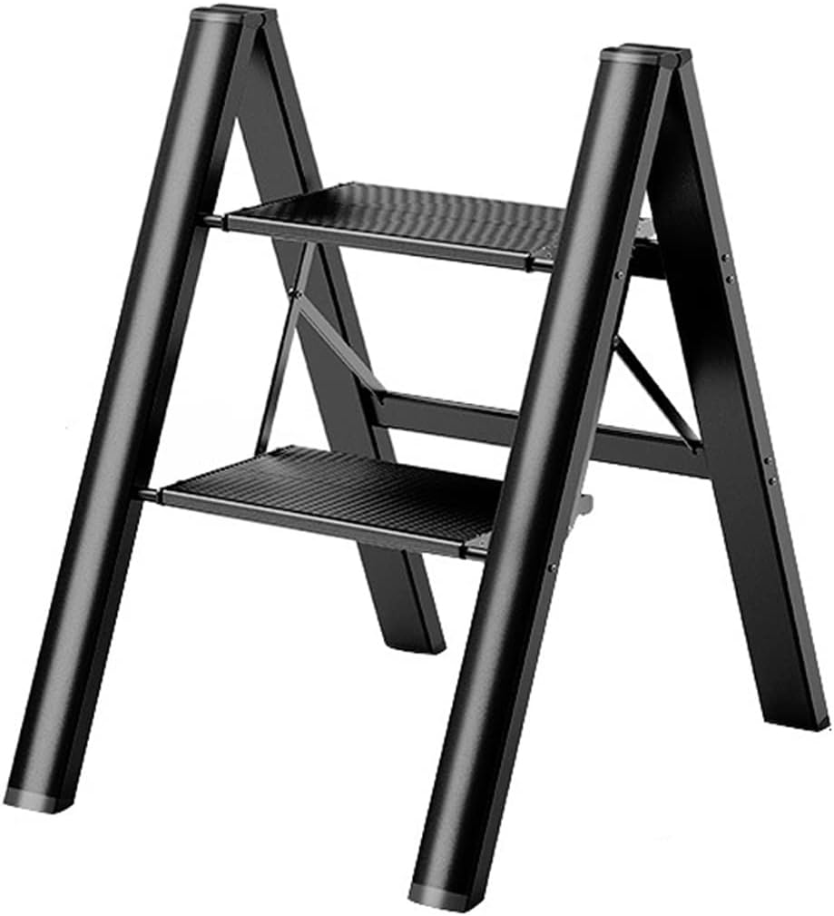 Escalera plegable de 2 escalones con pedal antideslizante ancho portátil para el hogar y la cocina