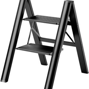 Escalera plegable de 2 escalones con pedal antideslizante ancho portátil para el hogar y la cocina Escalera plegable de 2 escalones con pedal antideslizante ancho portátil para el hogar y la cocina