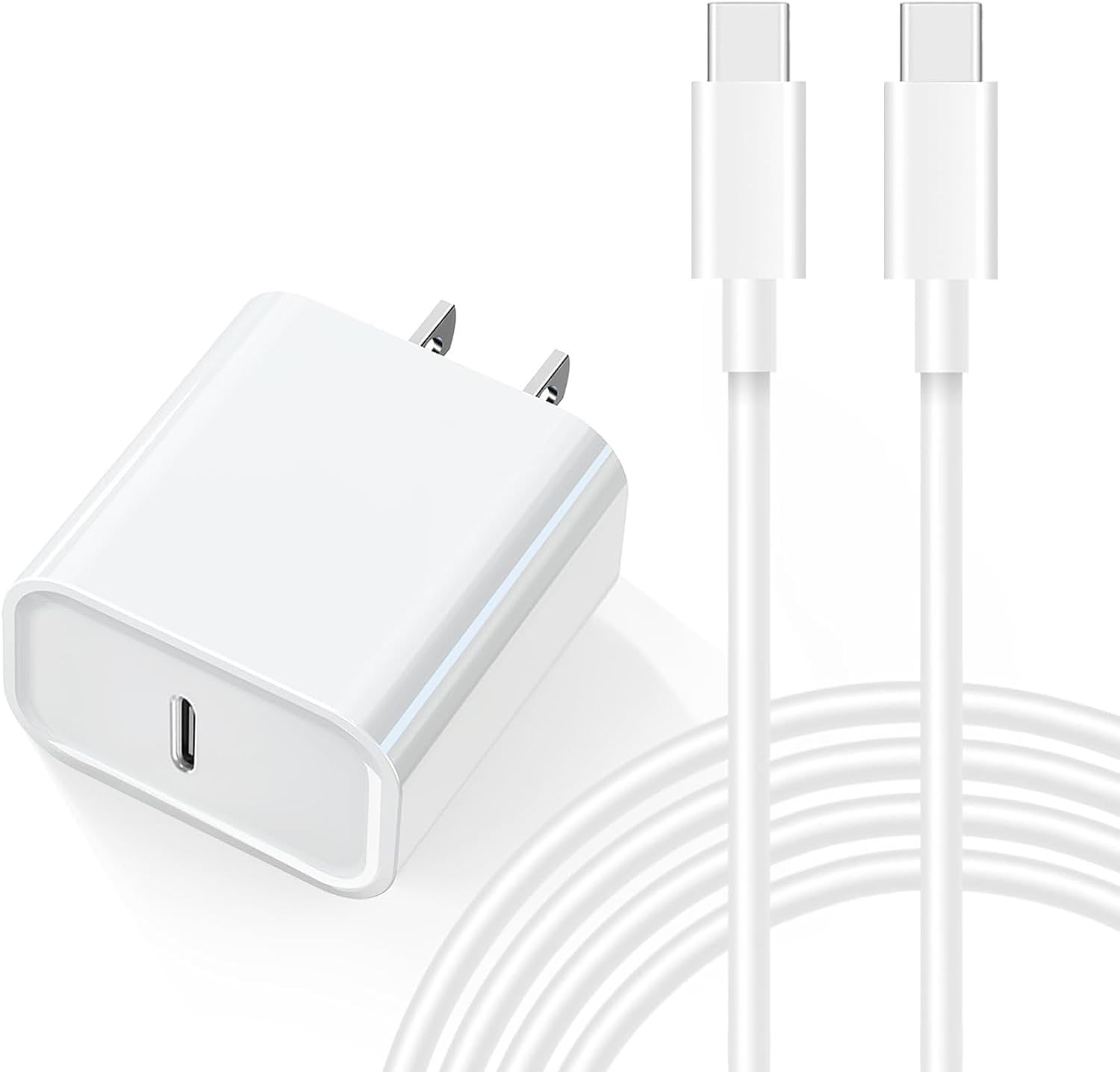 Cargador para iPhone 15 de carga rápida, bloque USB C de 20 W con cable tipo C de 6.6 pies para iPhone 1515 Plus15 Pro15 Pro Max, cargador para iPad