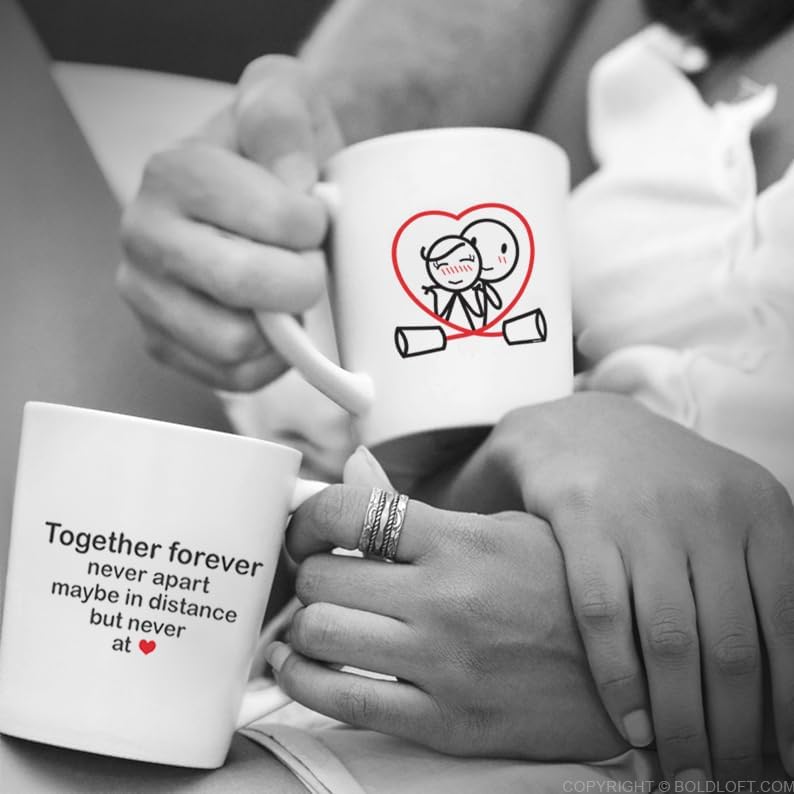 BoldLoft Tazas de café Together Forever para él y para ella, para parejas, regalos para pareja, regalos para novio, novia, día de San Valentín,
