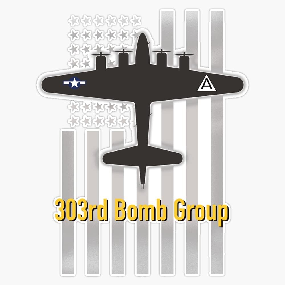 303Rd Bomb Group B-17 and Flag – Adhesivo de vinilo impermeable para laptop, pared, ventana, 5 pulgadas
