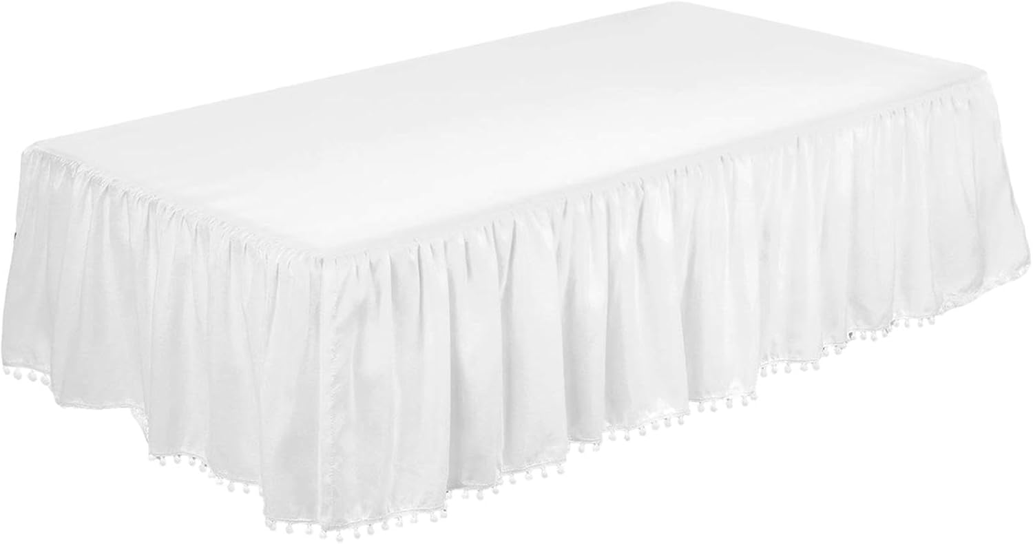 Falda de cuna  Falda de cuna con pompones, falda de cuna con volantes, falda de cuna con pompones, falda de cama para cuna para bebés niños o niñas