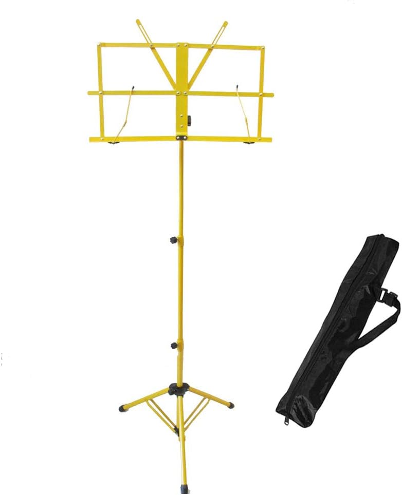 SKY – Soporte de música plegable ligero y ajustable con bolsa de transporte, color amarillo