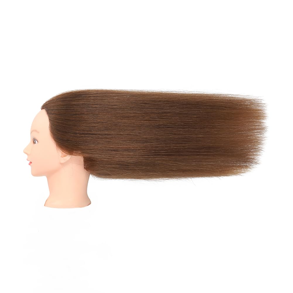 ZOMOI Cabeza de maniquí con cabello humano 100% real, cabeza de muñeca de maniquí de cosmetología para peinar peluquería práctica cabeza de