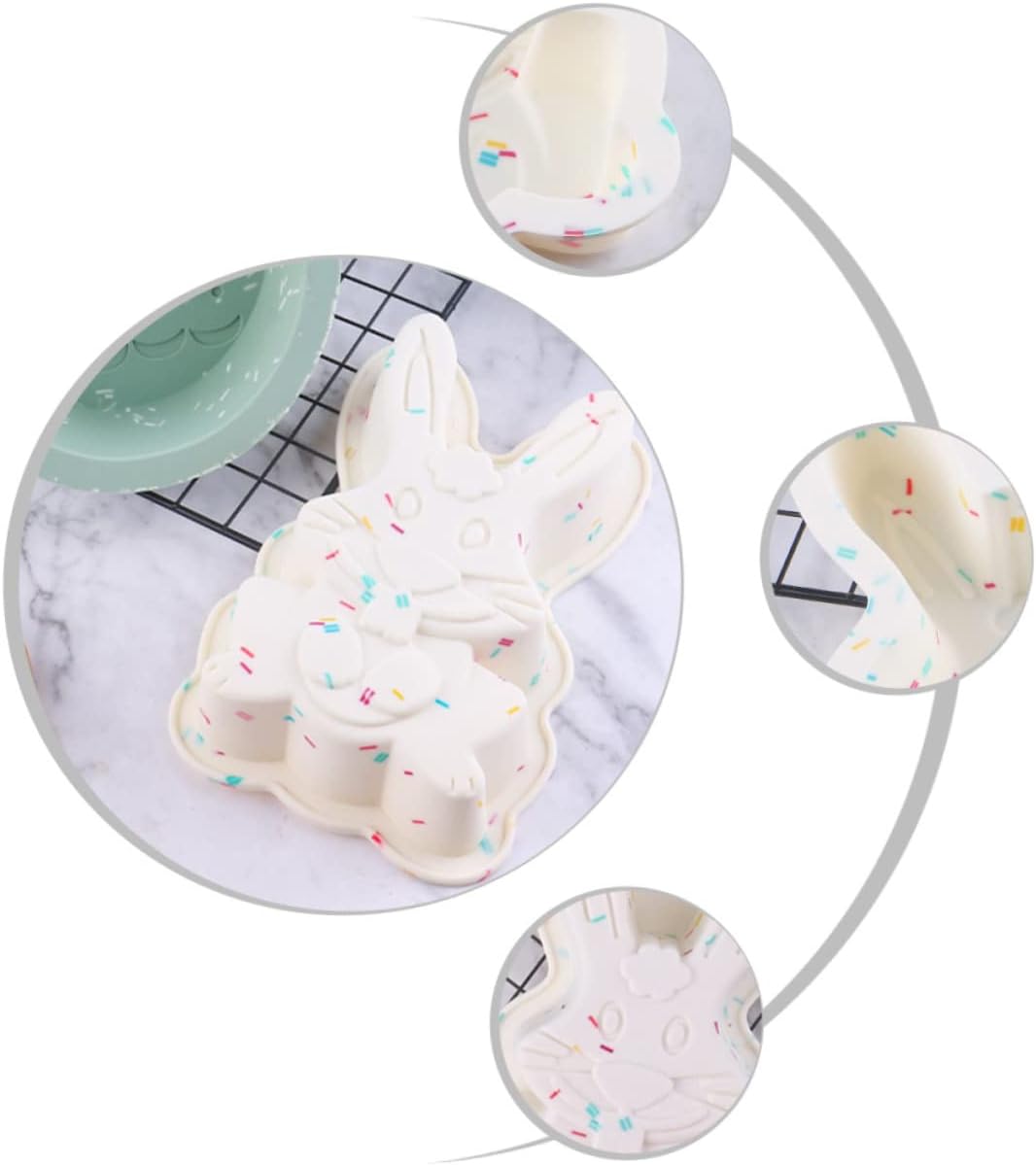Jalea de Pascua Huevo de Pascua Molde de Silicona Pastel de Huevo de Pascua Pudín de Silicona Conejito Hornear Galletas Mantequilla de Maní Conejito