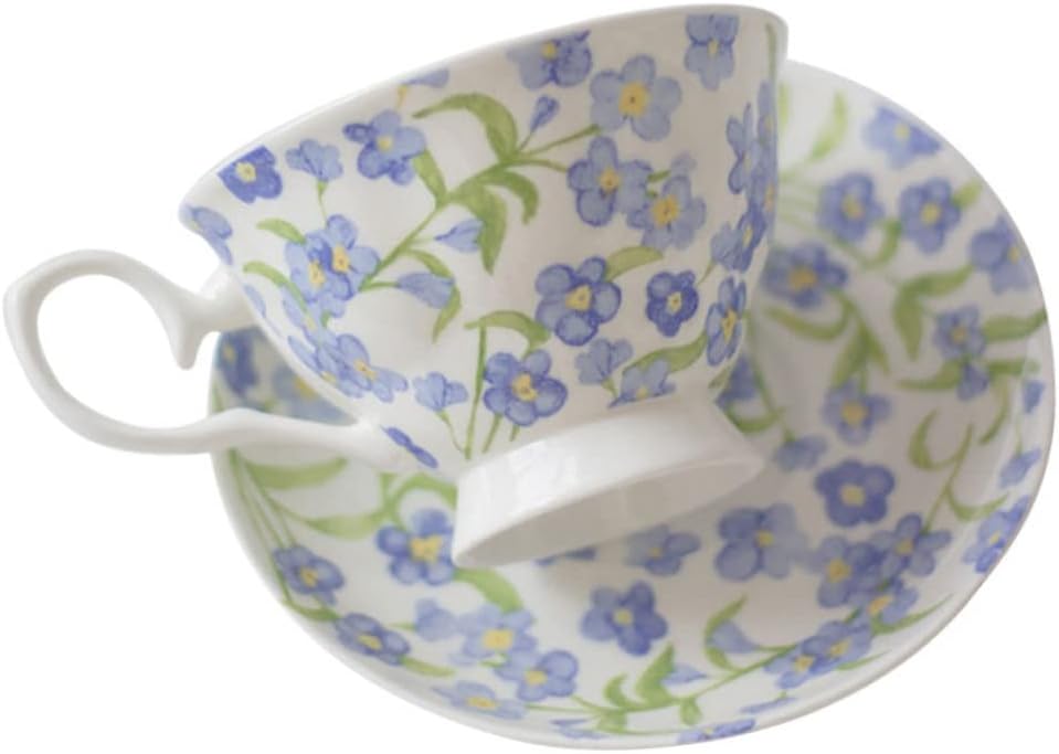 Anneome 1 juego de taza de café y platillo de regalo, tazas de café vintage, tazas de café de cerámica, taza y platillo vintage, taza de té de