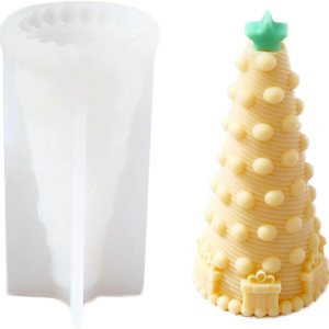 Xidmold Molde de vela de árbol de Navidad de punto 3D, molde de silicona para fondant, jabón, bomba de baño, yeso, resina epoxi, manualidades de Xidmold Molde de vela de árbol de Navidad de punto 3D, molde de silicona para fondant, jabón, bomba de baño, yeso, resina epoxi, manualidades de