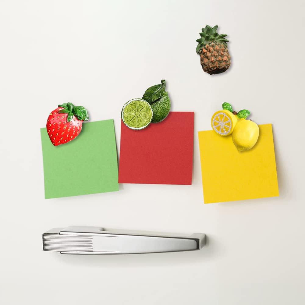 Imán de resina 3D para refrigerador de frutas, limón, fresa, piña, adornos magnéticos para refrigerador, calcomanías magnéticas para cocina, espacio