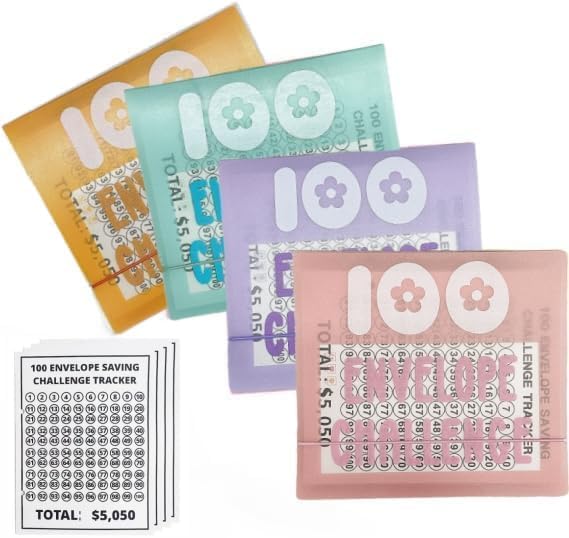 Carpeta pequeña de 100 sobres de 7.9 x 7.9 pulgadas para ahorrar dinero, libro de presupuesto de ahorro de almacenamiento para 100 sobres, kit de